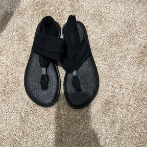 SOLD Sanuk Black Sandals with Wrap Straps